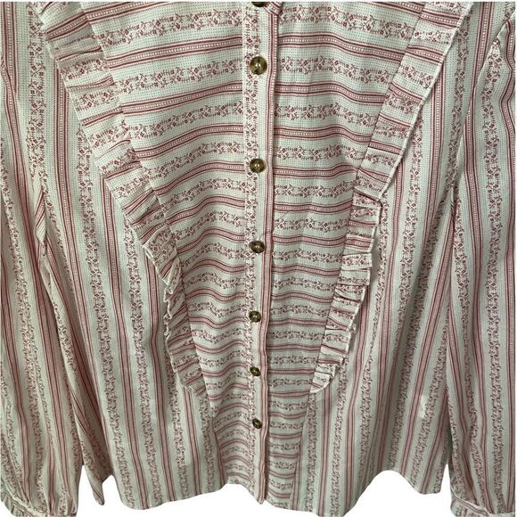 NWT The Korner Front Button Ruffle Cottage Long Sleeve Blouse in Size Small - Picture 8 of 11